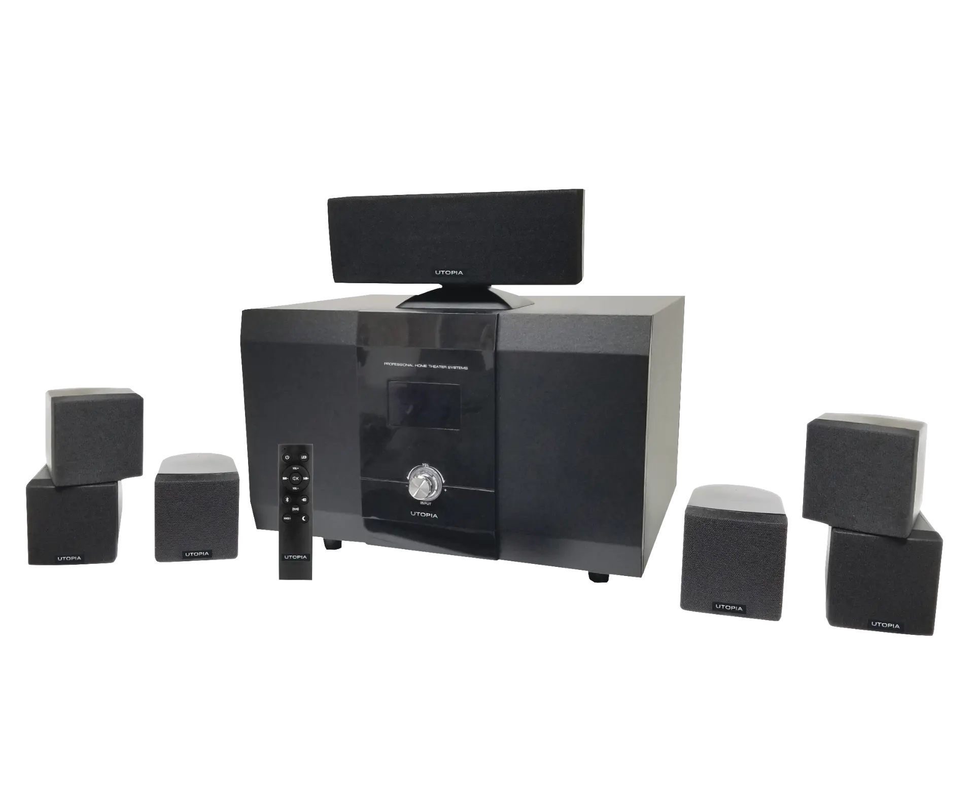 Utopia LCR 1000 Series home theater system with receiver, center channel and satellite speakers